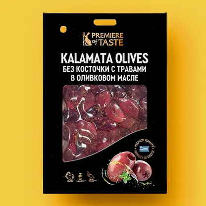 Оливки Каламата маринованные с травами без косточки Premiere of Taste 150г