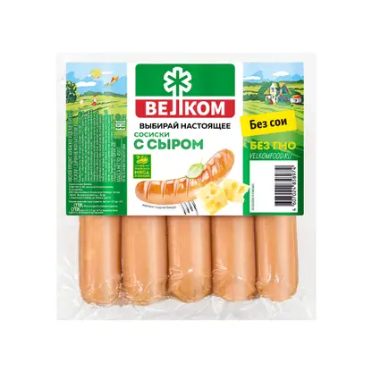 Изображение товара Сосиски Велком с сыром 450г