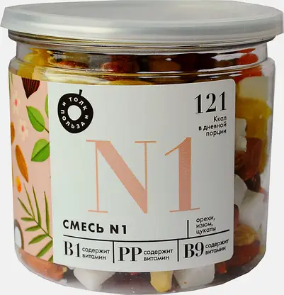 Смесь Толк&Польза №1 Орехи сухофрукты сушенная 200г