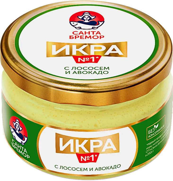 Икра Санта Бремор деликатесная с лососем и авокадо 180г Икра Санта Бремор деликатесная с лососем и авокадо 180г