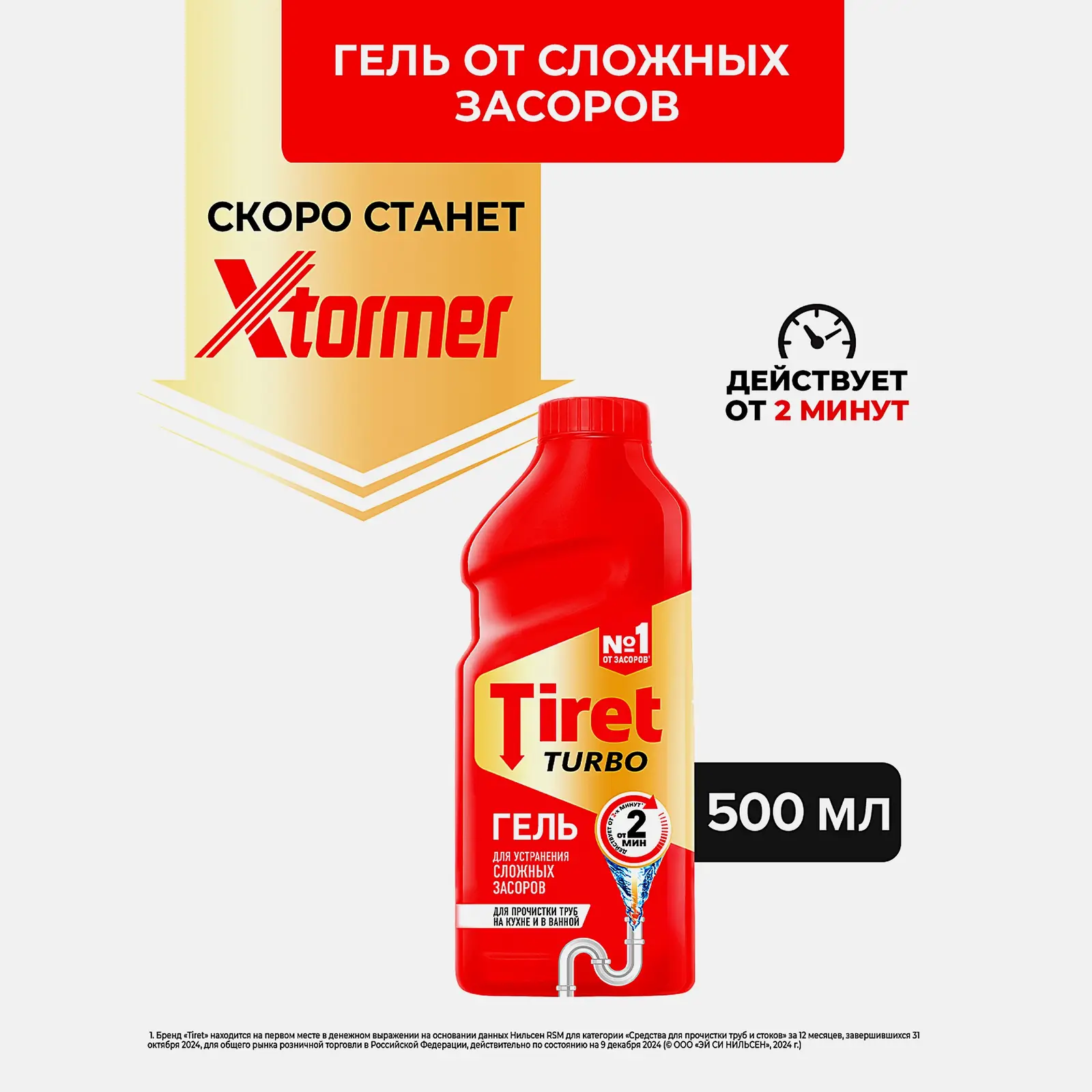 Гель для устранения засоров Tiret Turbo 500мл
