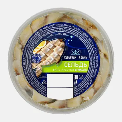 Сельдь Северная гавань филе-кусочки в масле 400г