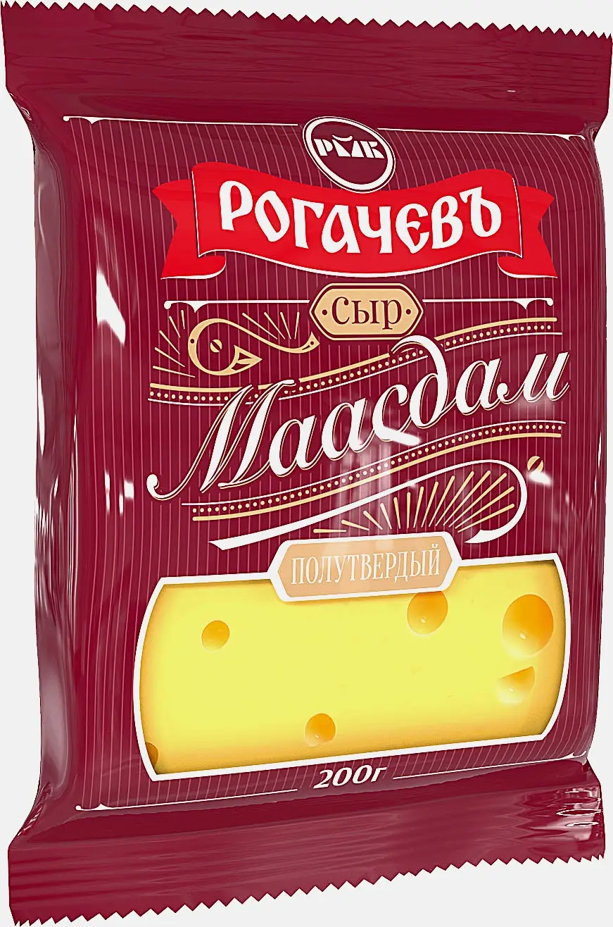 Сыр Рогачевъ Маасдам 45% 200г Сыр Рогачевъ Маасдам 45% 200г