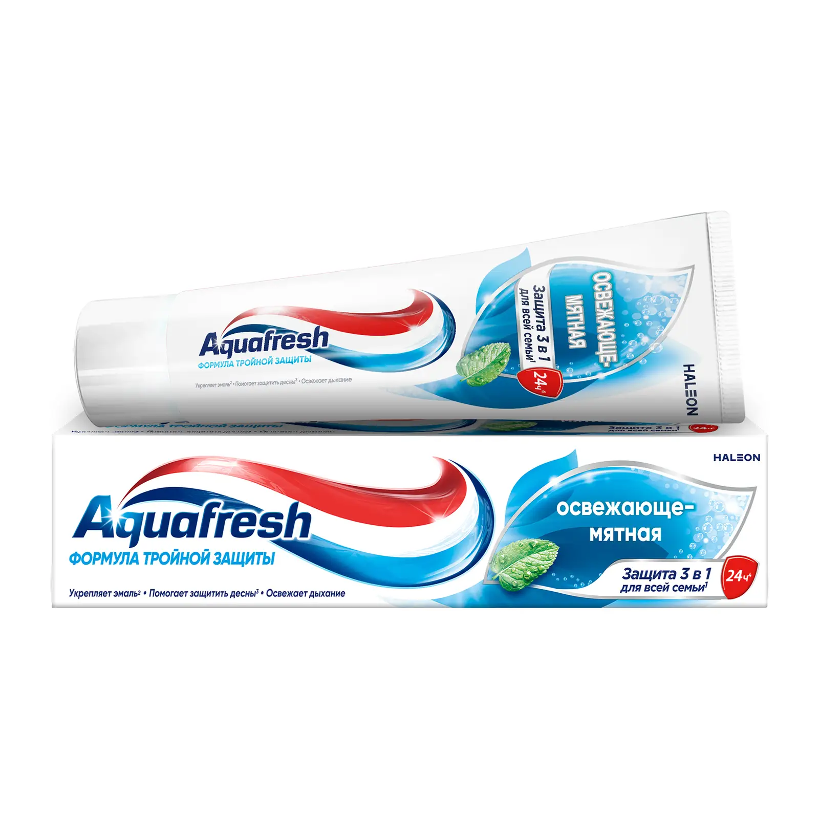 Изображение товара Зубная паста Aquafresh Тройная защита Освежающе-мятная с фтором 100мл