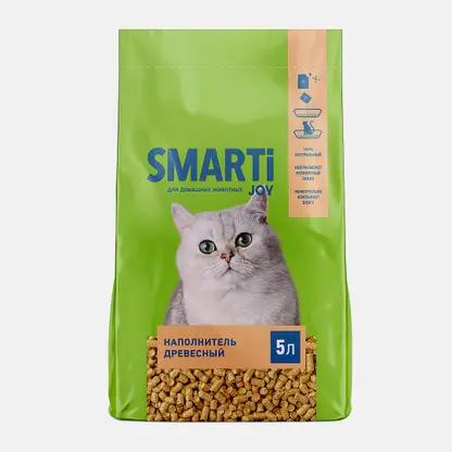 Наполнитель для кошачьего туалета Smarti Joy древесный 2.8кг
