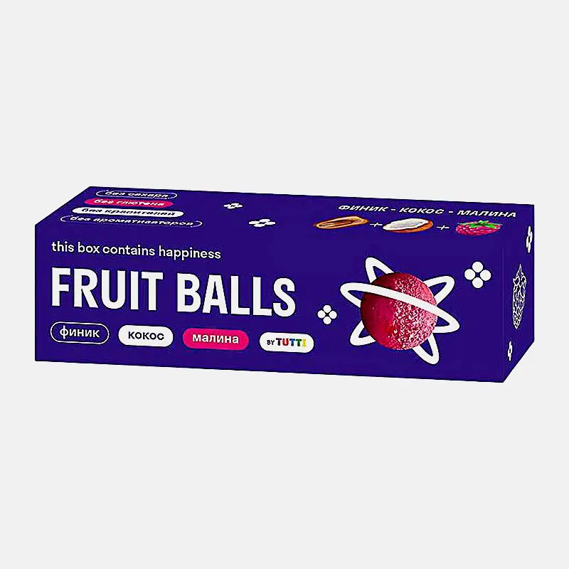 Фруктовый снек с фиником, кокосом и малиной Fruit Balls Tutti 38г