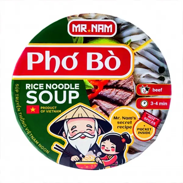 Изображение товара Рисовая лапша быстрого приготовления со вкусом говядины Mr.Nam Pho Bo 65г
