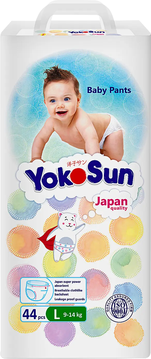 Трусики-подгузники Yokosun р.L 9-14кг 44шт
