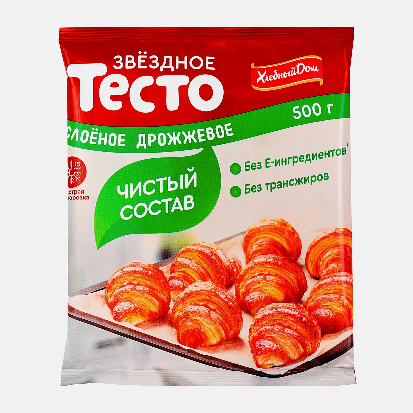 Изображение товара Тесто хлебное Звездное слоеное дрожжевое 500г для домашней выпечки