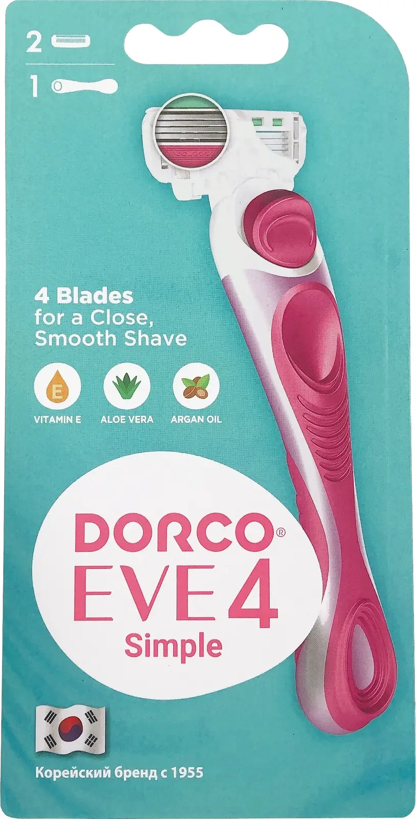 Системный станок Dorco Eve 4 Simple женский 4 лезвия + 2 сменных картриджа
