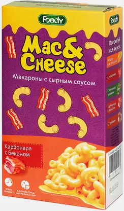 Макароны Foody с сырным соусом Карбонара 143г