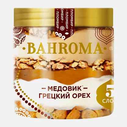 Мороженое Медовик пломбир с грецким орехом Bahroma 12% 320г