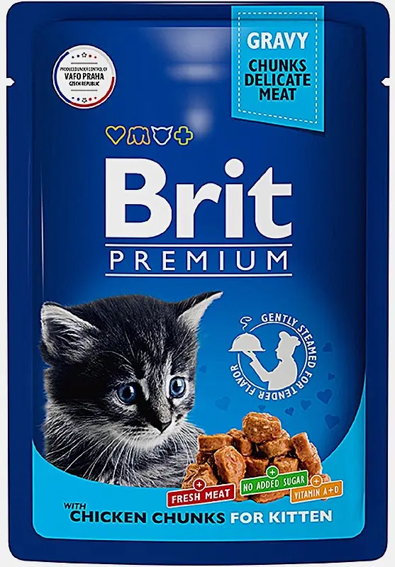 Влажный корм для котят Premium цыпленок в соусе Brit 85г