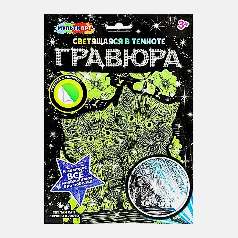 Гравюра светящаяся в темноте Мульти Арт в ассортименте