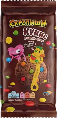 Изображение товара Печенье Кукис с какао и драже Скрепыши 180г