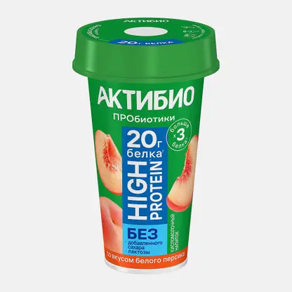 Кисломолочный напиток персик Актибио высокобелковый 1.5% 190г