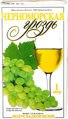Вино Кубанская Лоза Черноморская гроздь белое полусладкое 11% 1л