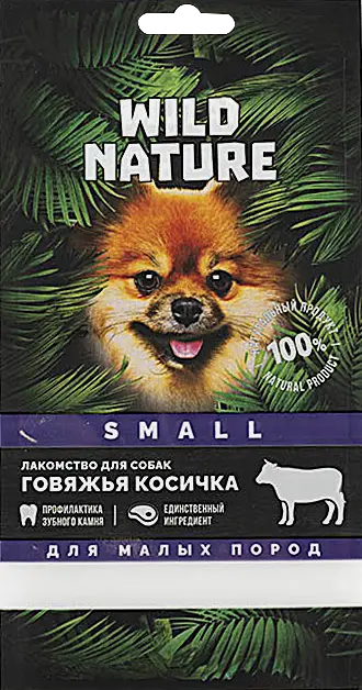 Лакомство для собак Говяжья косичка Wild Nature 40г