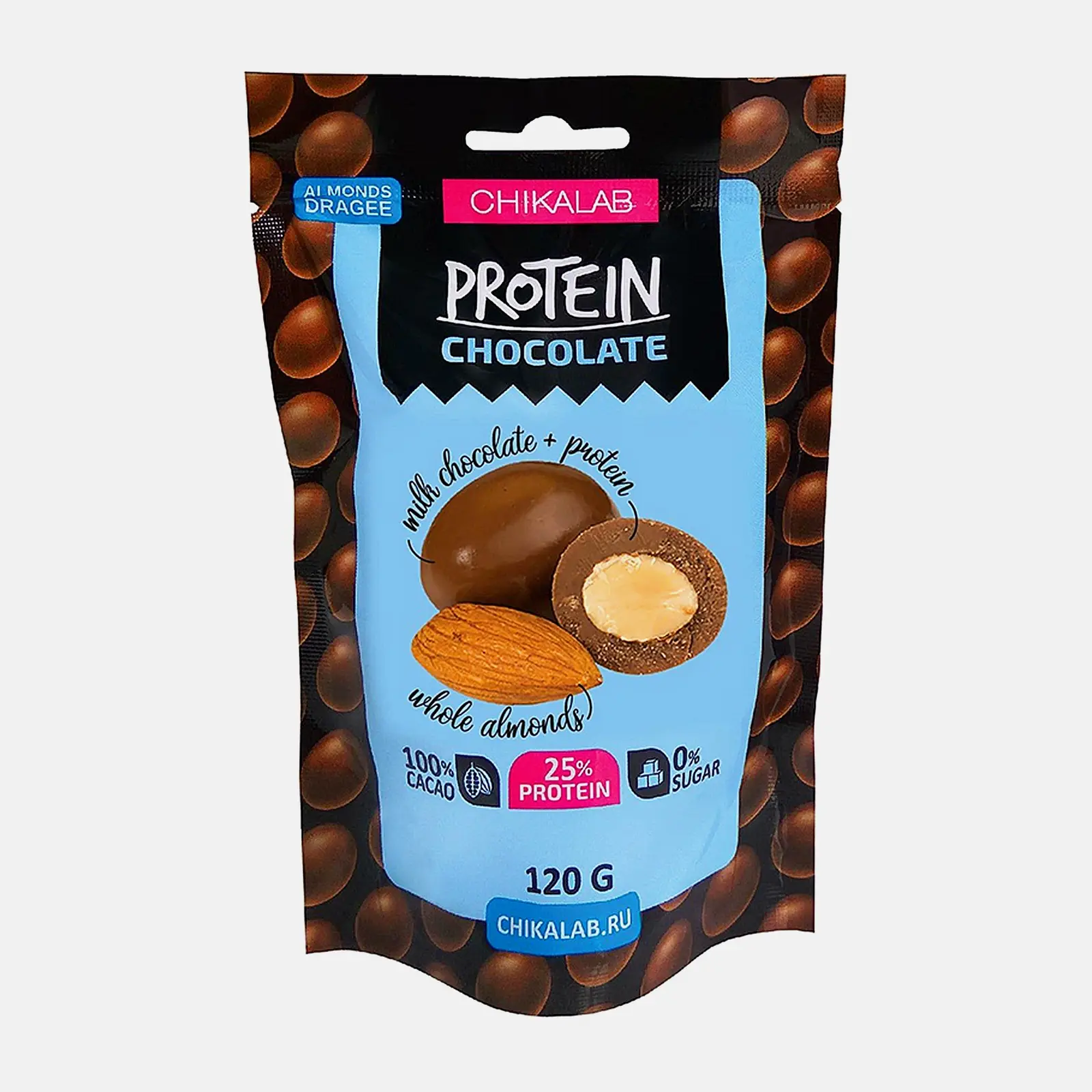 Изображение товара Драже Chikalab миндаль в шоколаде 120г натуральное сладкое лакомство