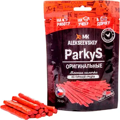 Изображение товара Мясные сырокопченые чипсы MK Alekseevskiy ParkyS 70г оригинальные сыро-копченые снеки