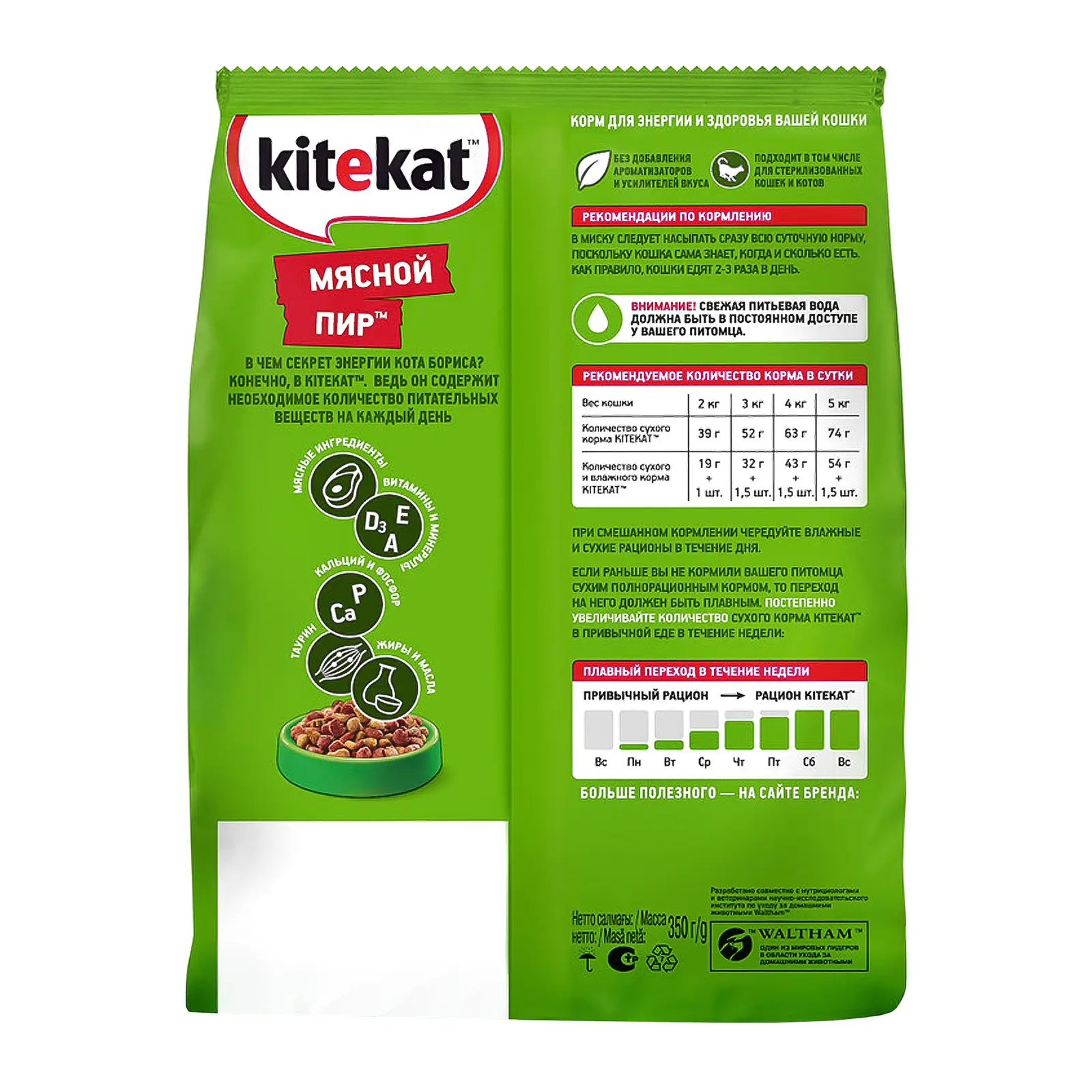 Сухой корм для кошек Kitekat Мясной пир 350г