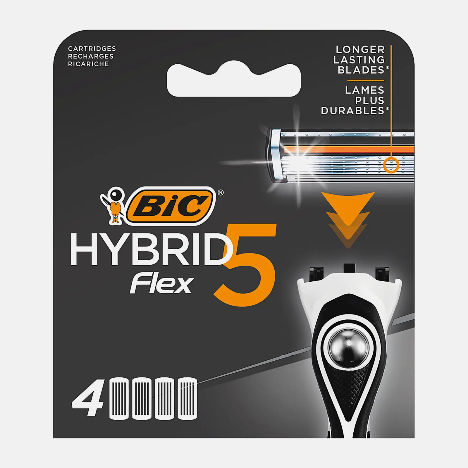 Сменные кассеты для мужской бритвыBIC Hybrid 5 Flex 5 подвижных лезвий 4шт - фото 2