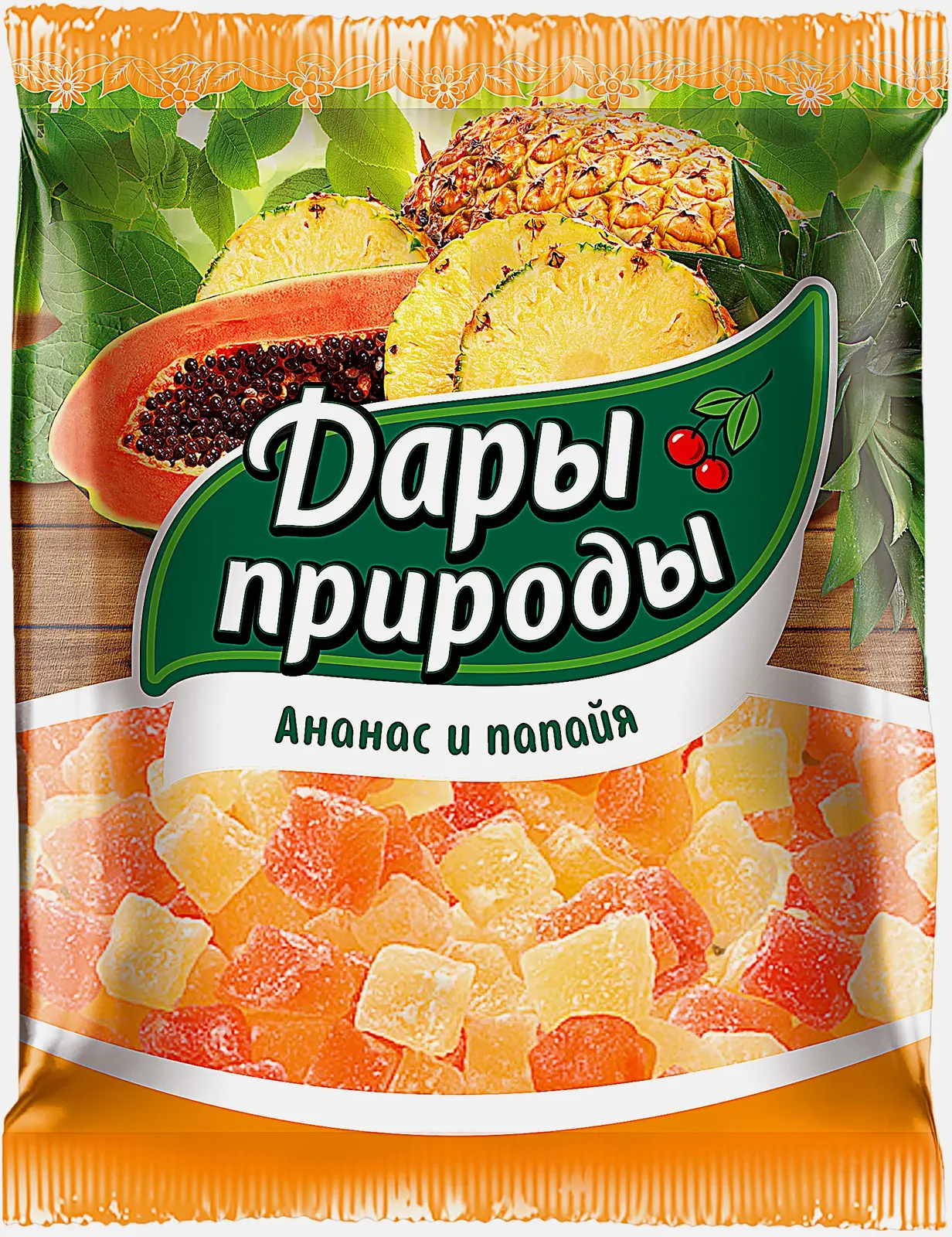 Цукаты ананас и папайя Дары Природы 150г Цукаты ананас и папайя Дары Природы 150г