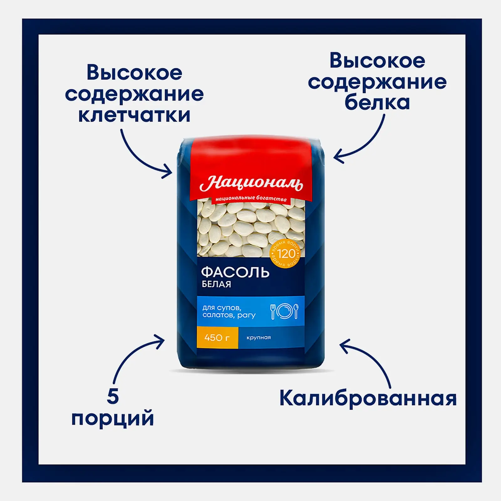 Фасоль Националь белая 450г