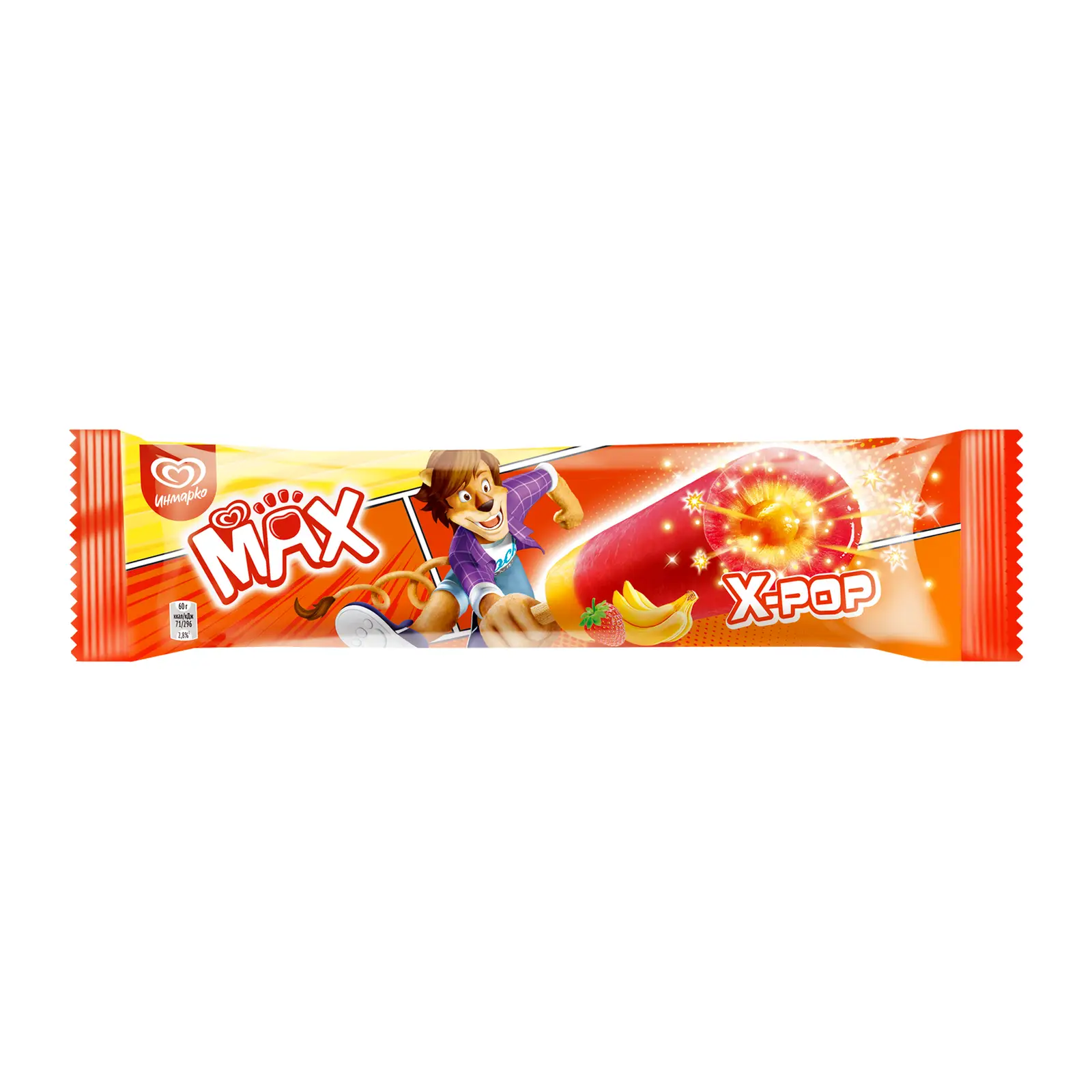 Фруктовый лед Max-pop клубника-банан 60г