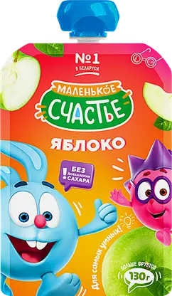 Пюре Маленькое счастье Смешарики Яблоко с 4 мес 130г