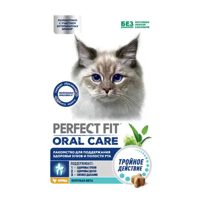 Изображение товара Лакомство для кошек Perfect Fit для здоровья зубов с курицей и мятой 50г