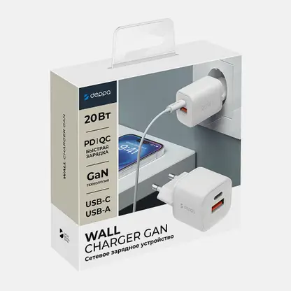 Сетевое зарядное устройство USB + Type-C 11490 20Вт Deppa