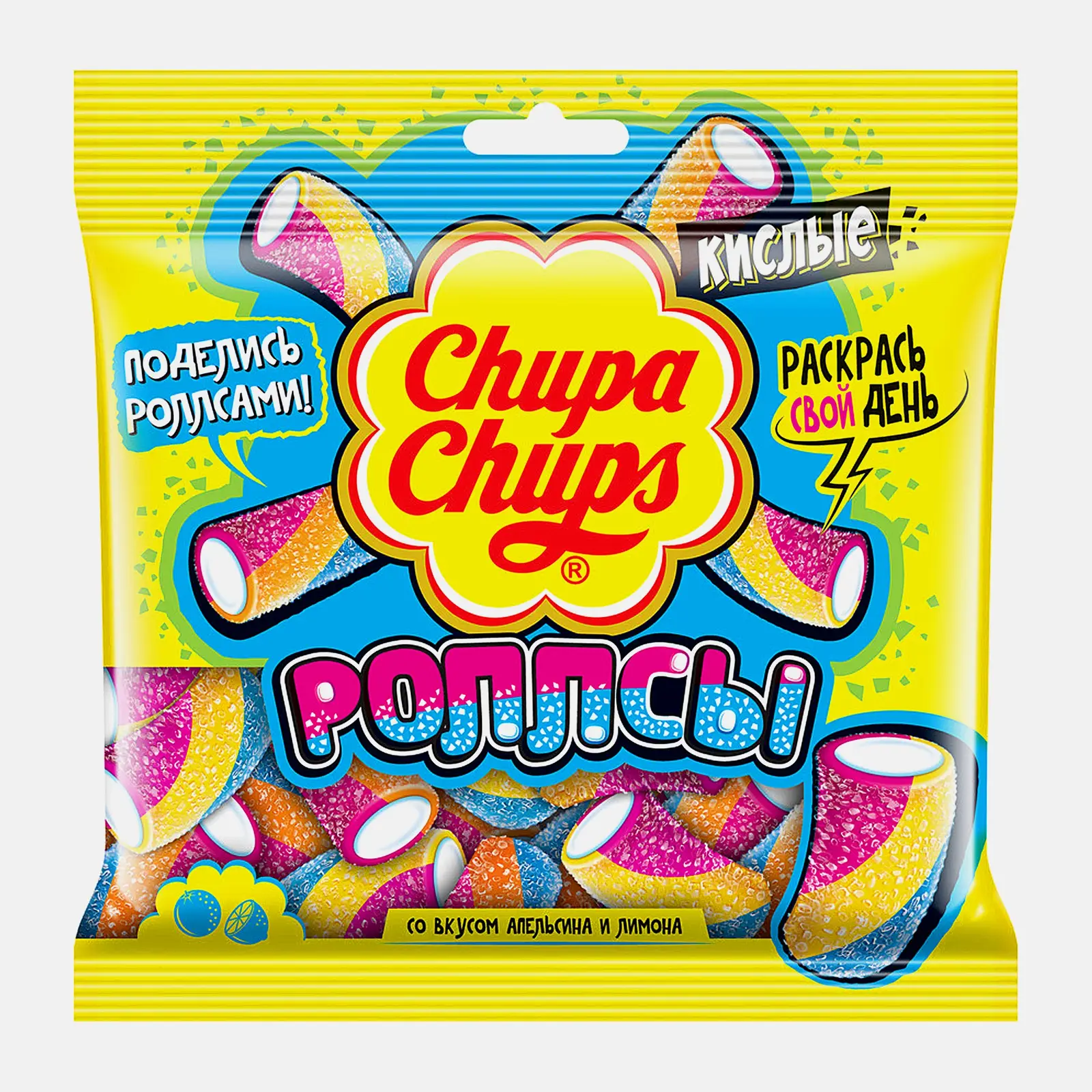 Мармелад Роллсы со вкусом апельсина и лимона Chupa Chups 150г Мармелад Роллсы со вкусом апельсина и лимона Chupa Chups 150г