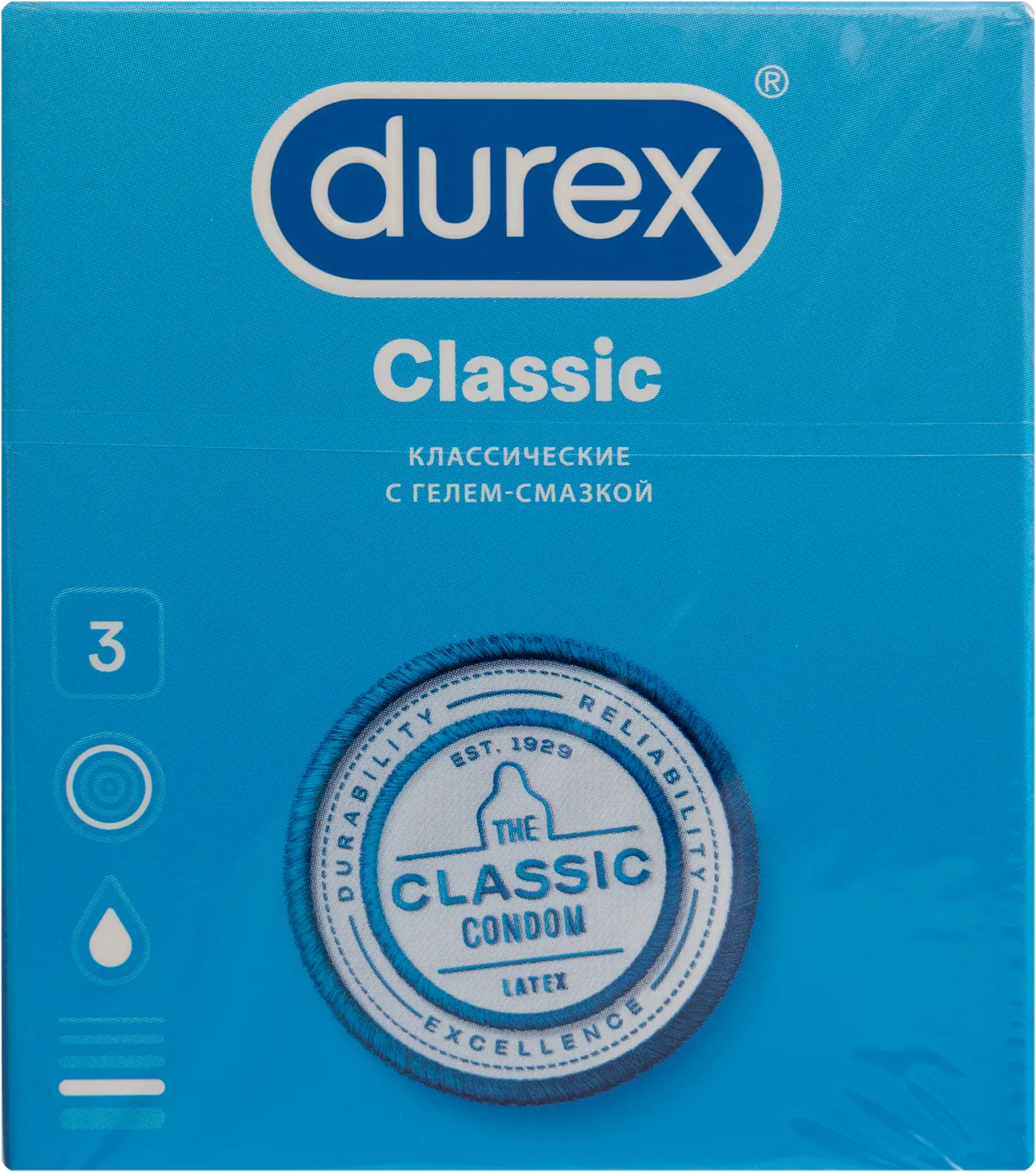 Презервативы Durex Classic 3шт — в каталоге на сайте Магнит Косметик |  Краснодар