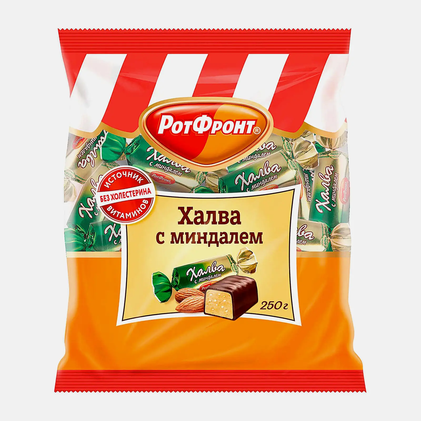 Изображение товара Конфеты Рот Фронт Халва с миндалем 250г натуральный вкус ароматная и вкусная