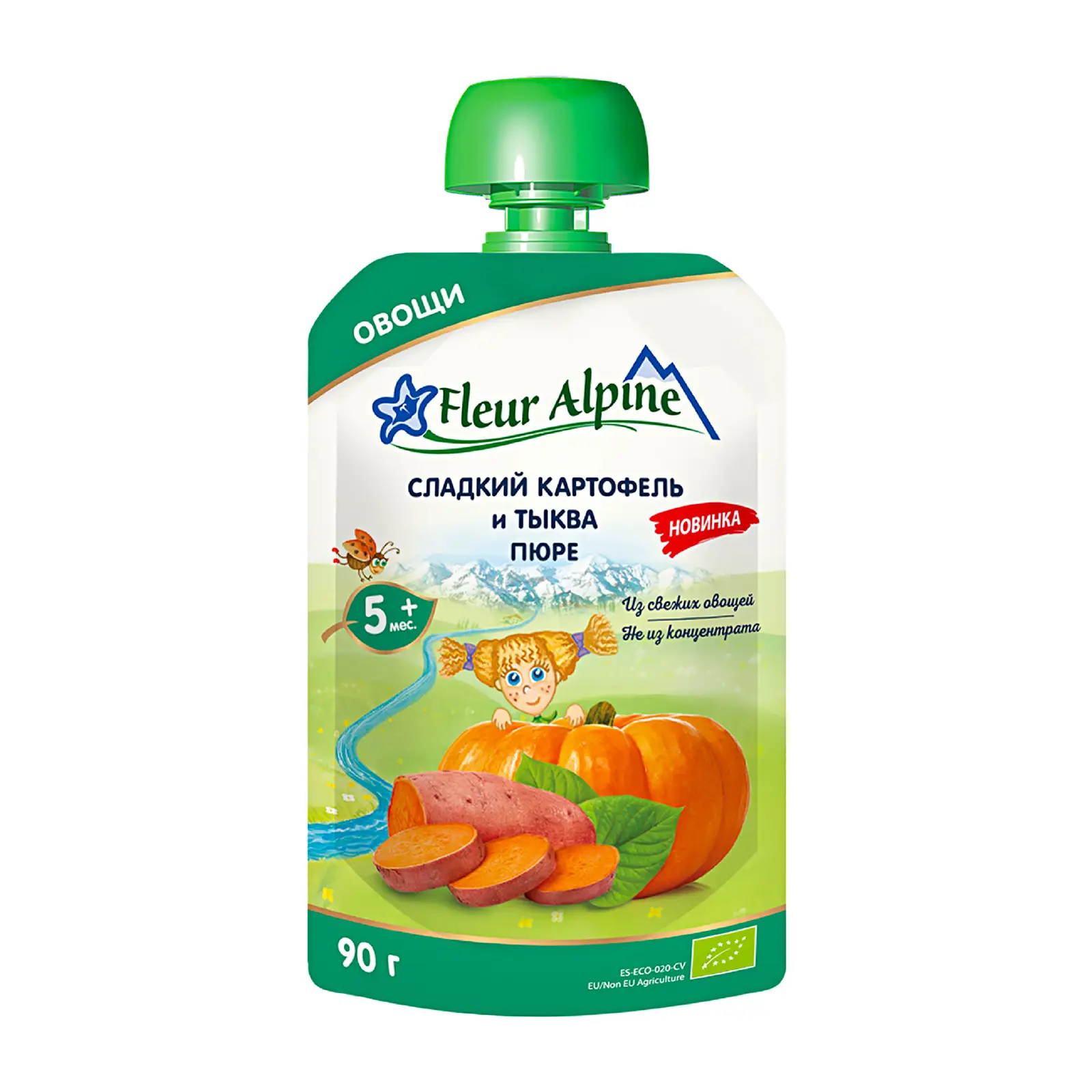 Изображение товара Пюре из сладкого картофеля и тыквы Fleur Alpine 90г натуральное детское питание