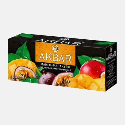 Чёрный чай со вкусом манго и маракуйи Akbar 25пак