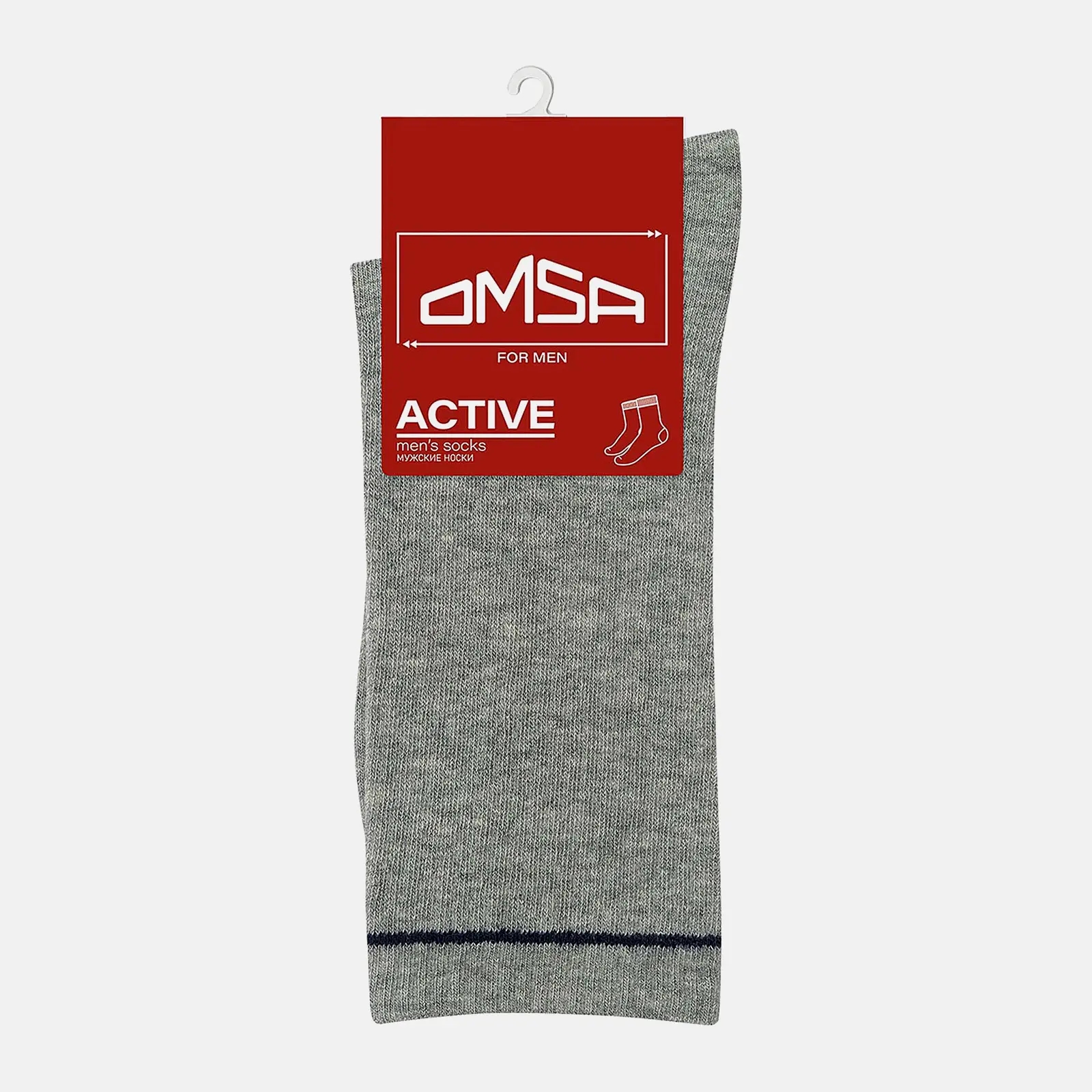 Мужские носки серые с синей полоской р.39-41 Omsa Active 115