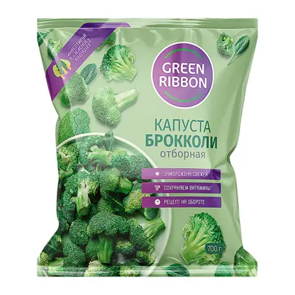 Изображение товара Брокколи Green Ribbon соцветиями быстрозамороженная 700г