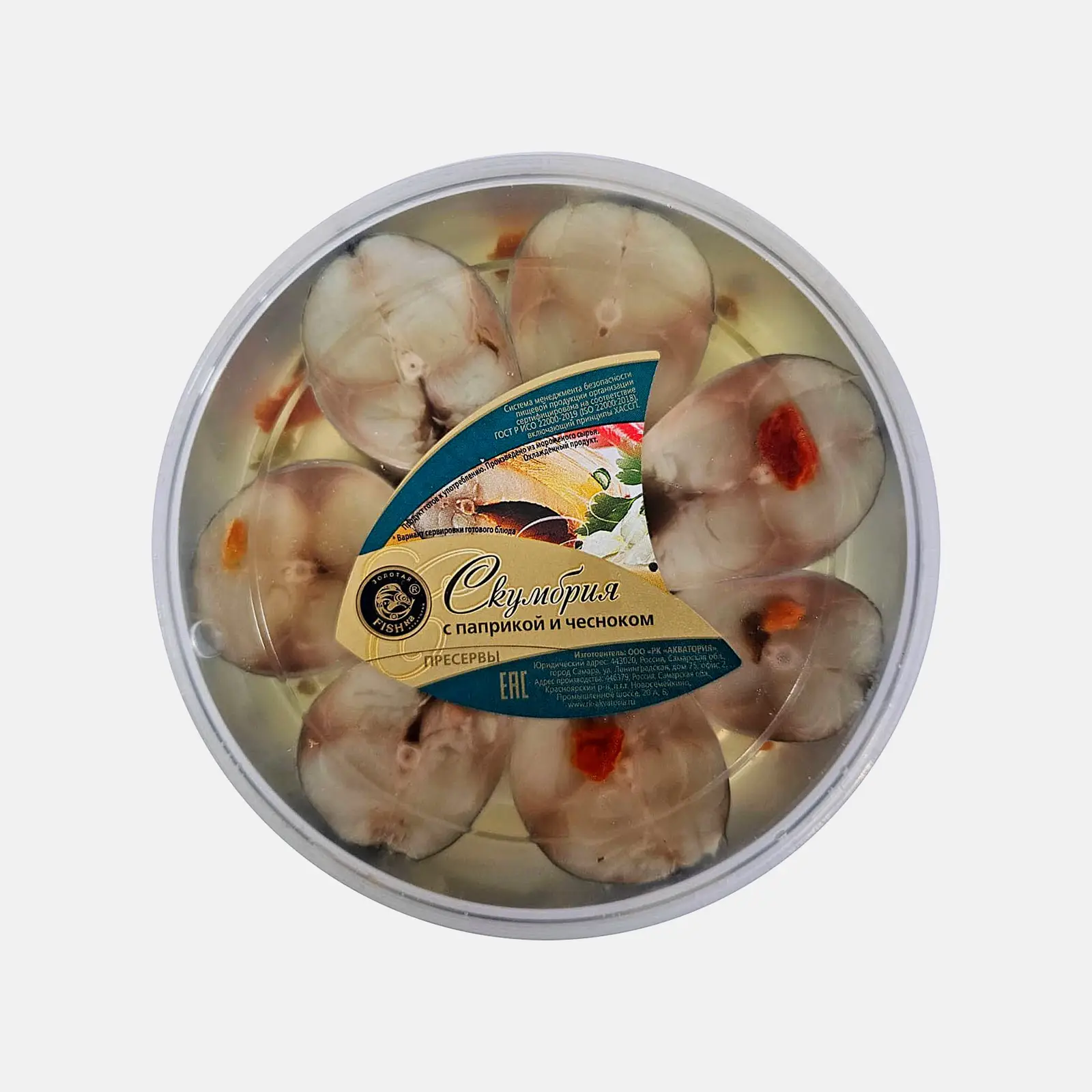 Скумбрия Золотая Fishка атлантическая кусочки с паприкой и чесноком в масле 400г Скумбрия Золотая Fishка атлантическая кусочки с паприкой и чесноком в масле 400г