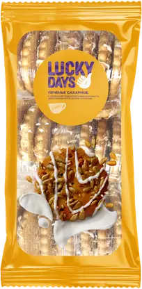 Изображение товара Печенье сахарное с семенами подсолнечника-кунжута и глазурью Lucky Days 445г