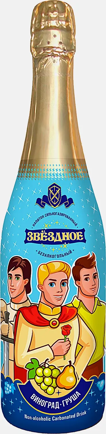 Изображение товара Газированный напиток Звездное виноград груша 750мл натуральный фруктовый вкус