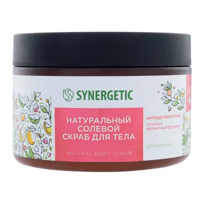 Изображение товара Скраб для тела Synergetic Натуральный солевой антицеллюлитный пачули и ароматный бергамот 300мл