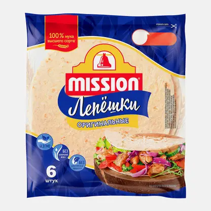 Лепешки Тортильи пшеничные оригинальные Mission 250г