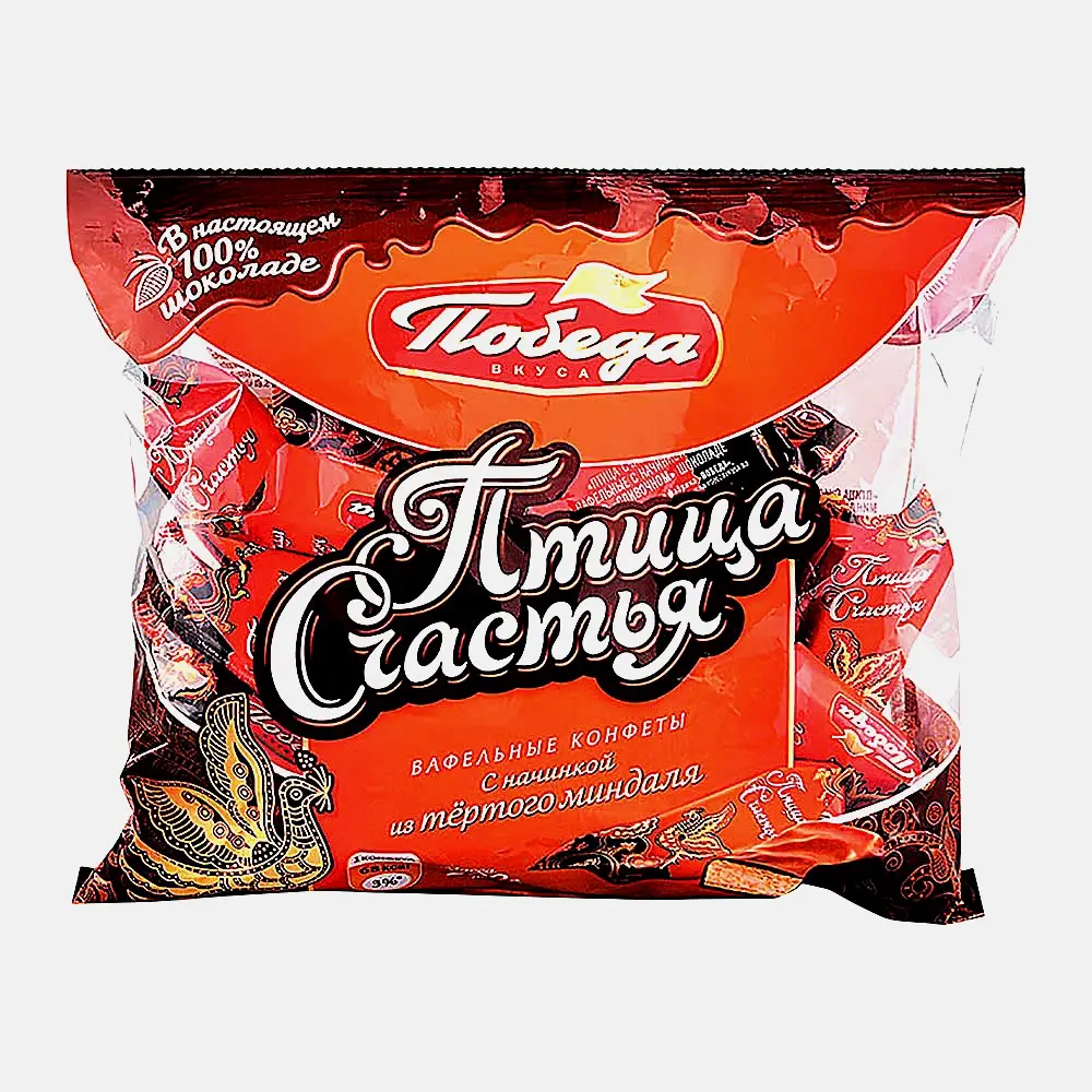 Изображение товара Конфеты Птица счастья вафельные тертый миндаль Победа вкуса 200г