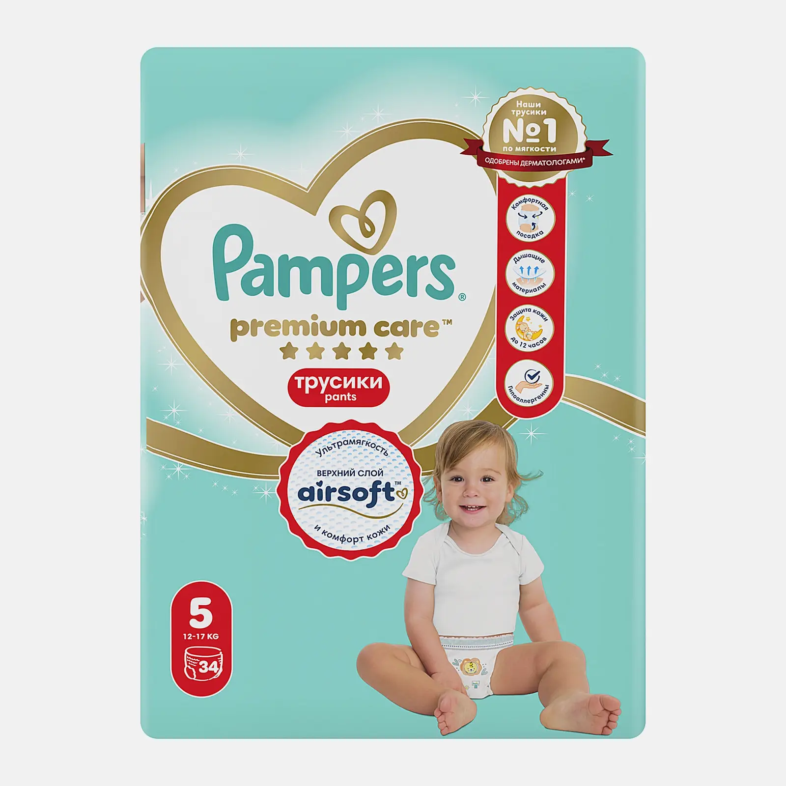 Подгузники-трусики Pampers Premium Care Pants №5 12-17кг 34шт