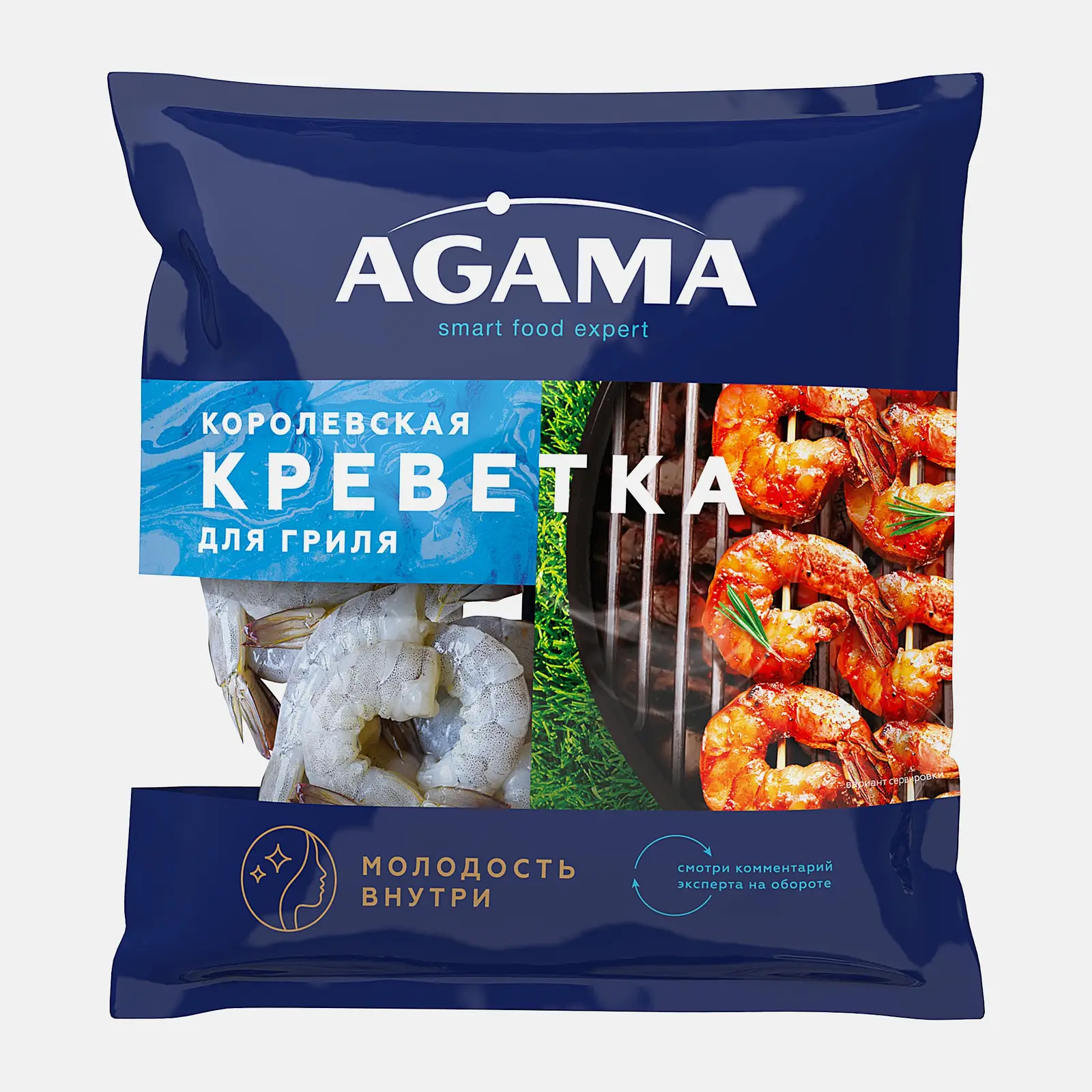 Изображение товара Креветки Agama Королевские для гриля очищенные замороженные 400г