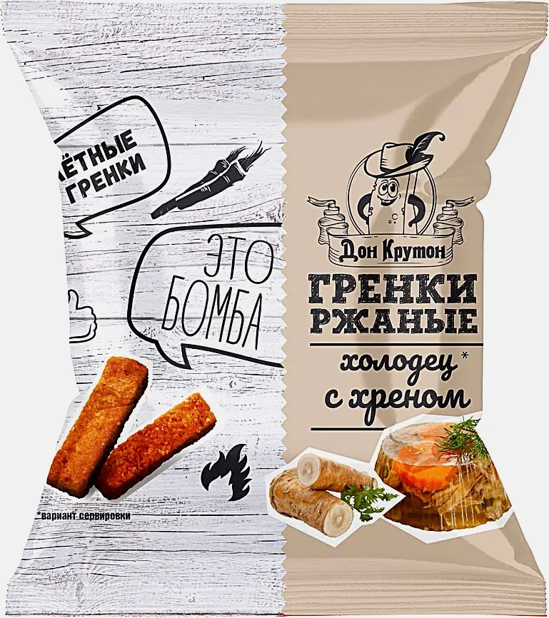 Изображение товара Гренки Дон Крутон ржано-пшеничные Холодец с хреном 55г