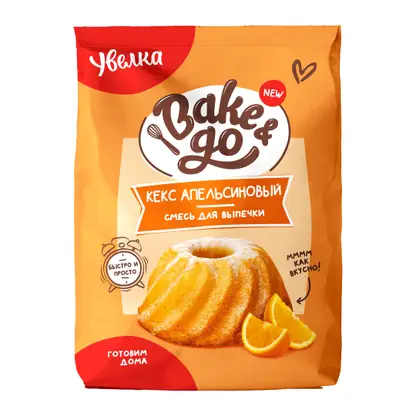 Изображение товара Смесь для выпечки Увелка Bake&Go Кекс Апельсиновый 300г быстрый рецепт