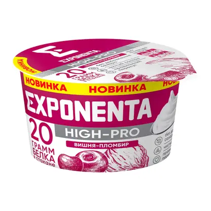 Изображение товара Продукт кисломолочный Exponenta High-Pro Вишня-пломбир обезжиренный 160г
